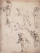 Leonardo Da Vinci Six studies fur naked or clothed men oil